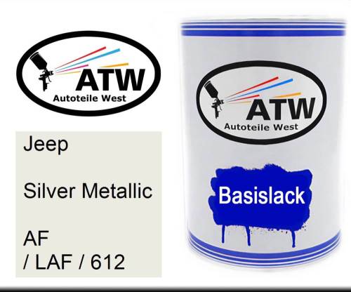 Jeep, Silver Metallic, AF / LAF / 612: 500ml Lackdose, von ATW Autoteile West.